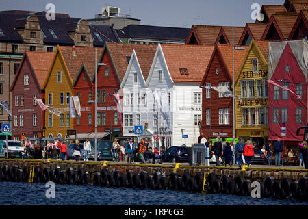 Bryggen Bergen est un UNESCO World Heritage site et l'attraction touristique la plus visitée en Norvège Banque D'Images