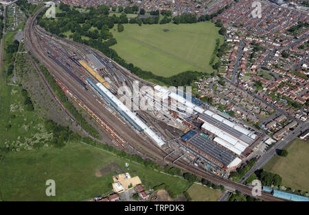 Vue aérienne de l'Neville Hill Depot, compagnie, east Leeds Banque D'Images