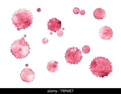 Ensemble de transferts aquarelle rouge isolé sur fond blanc Banque D'Images