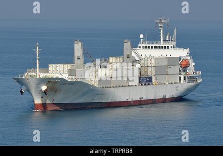 MV LADY ROSE EN RAPPROCHEMENT DE PORT VENDRES, FRANCE. Banque D'Images