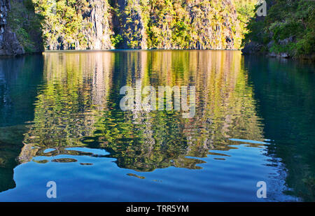 La Quietude Productions Lake est un lac caché au sommet d'une colline sur une île parmi les nombreux dans l'île Coron Palawan, aux Philippines. Banque D'Images