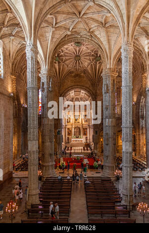 Lisbonne, Portugal. Église de l'abbaye ou monastère des Hiéronymites aka Santa Maria de Belem monastère. UNESCO World Heritage. Manuelino manuélin ou Banque D'Images