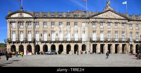 L'Espagne, la Galice, Santiago de Compostela, Plaza del Obradoiro, Raxoi Palace, hôtel de ville, Banque D'Images