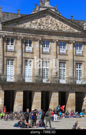 L'Espagne, la Galice, Santiago de Compostela, Plaza del Obradoiro, Raxoi Palace, hôtel de ville, Banque D'Images