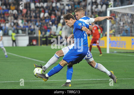 Federico Chiesa (Italia) pendant le match entre ITALIA ET LA BOSNIE ERZEGOVINA ED au Juventus Stadium le 11 juin , 2019 à Turin, Italie. Banque D'Images