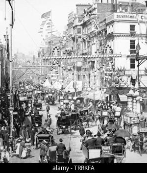 Charing Cross, Londres au cours du Jubilé de la reine Victoria 1897 Banque D'Images