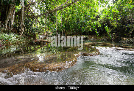 Vue panoramique d'une série de petites chutes sur le Rentapao Rarru, près de Port Vila, l'île d'Efate, Vanuatu, Mélanésie Banque D'Images