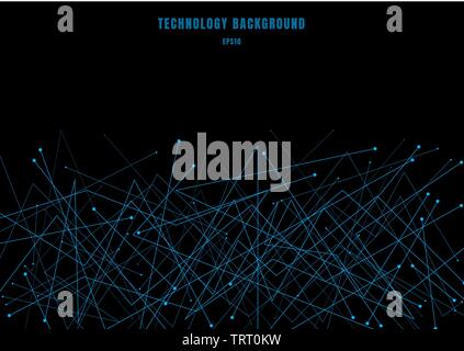 Résumé La ligne de structure molécule futuriste couleur bleu particules cybernétiques sur fond noir. La technologie de connexion les points et les lignes de style. Il vecteur Illustration de Vecteur