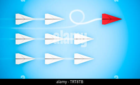 Concept de leadership avec rendu 3D paper planes Banque D'Images