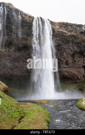 Cascade de Seljalandsfoss. Seljalandsfoss est situé dans la région du sud de l'Islande à droite par la Route 1. Banque D'Images