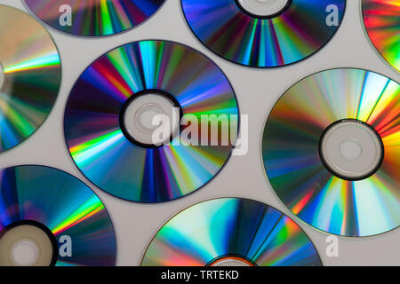 Vintage Fond de disque CD ou DVD, disques cercle ancien utilisé pour le stockage des données, de partager des films et de la musique Banque D'Images