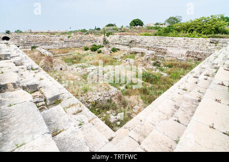 Arène rectangulaire à Al Mina, site archéologique de Tyr, Liban Banque D'Images