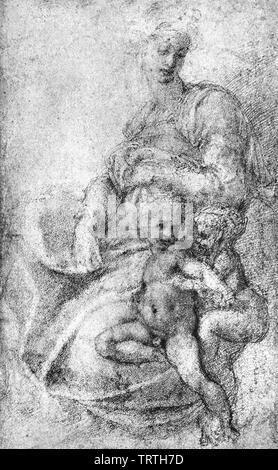 Michelangelo - Madonna Enfant Saint Jean Baptiste 1520 Banque D'Images