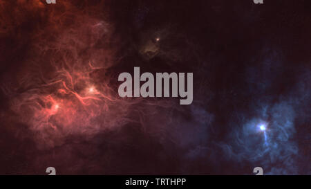 Bel espace nebula avec les nuages et les étoiles Banque D'Images