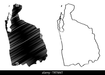 North Western Province, Sri Lanka (divisions administratives, République socialiste démocratique de Sri Lanka, de Ceylan) map vector illustration, ske gribouillis Illustration de Vecteur