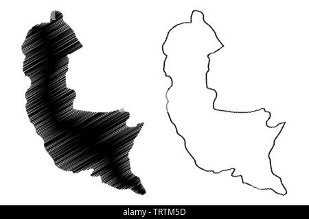 Liège Province, Sri Lanka (divisions administratives, République socialiste démocratique de Sri Lanka, de Ceylan) map vector illustration, scribble sket Illustration de Vecteur