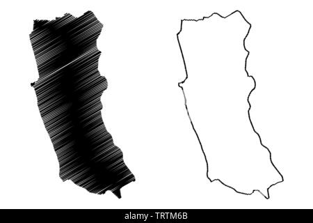 Province de l'ouest, au Sri Lanka (divisions administratives, République socialiste démocratique de Sri Lanka, de Ceylan) map vector illustration gribouillage, croquis nous Illustration de Vecteur