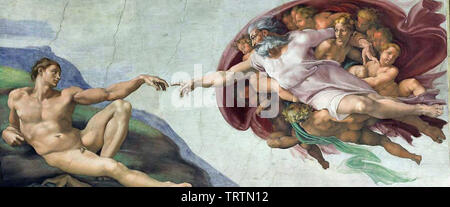 Michelangelo - Plafond de la chapelle Sixtine création Adam 1510 Banque D'Images