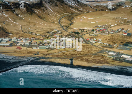 - Antenne de Vik i Myrdal, petit village, Côte Sud, Islande Banque D'Images