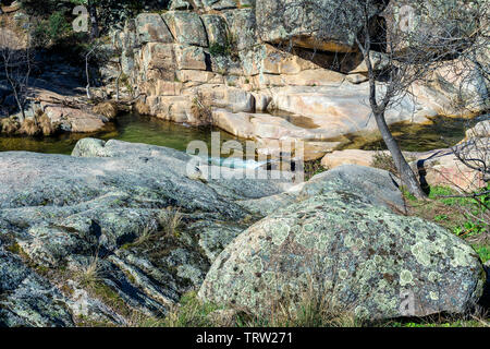 Vue sur les roches dans La Pedriza .parc naturel dans Madrid, Espagne Banque D'Images