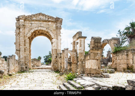 De Triomphe d'Hadrien, Al Bass site archéologique, Tyr, Liban Banque D'Images