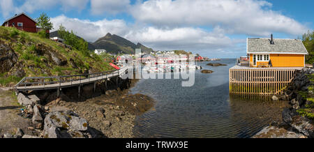 Village de pêcheurs, Svertelvika, près de Moskenes, îles Lofoten, Norvège Banque D'Images