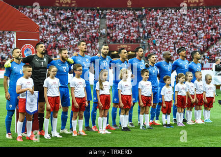 Varsovie, Pologne - 10 juin 2019 : qualifications Euro 2020 match Pologne - Israël 4:0. Équipe d'Irael Banque D'Images