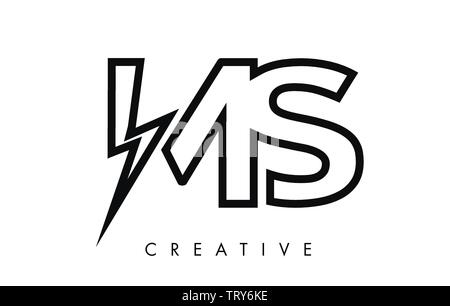 Mme Lettre Logo Design avec éclairage Thunder Bolt. Lettre vis électrique Illustration vectorielle du logo. Illustration de Vecteur