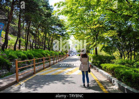 Séoul, Corée, 1er mai, 2013. Vue sur Parc Naksan, il tire son nom de sa bosse de chameau-comme l'aspect. La montagne est un solide socle de granit. Banque D'Images