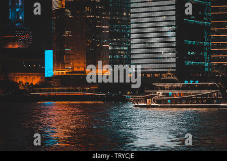 Vue de nuit Shanghai Bund Banque D'Images