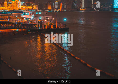 Vue de nuit Shanghai Bund Banque D'Images