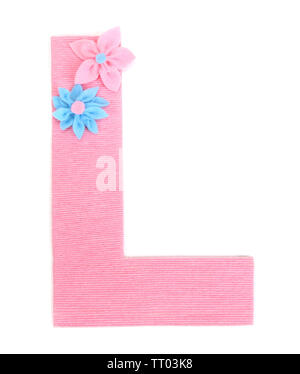 Lettre L créé avec des verges de tricotage isolated on white Banque D'Images