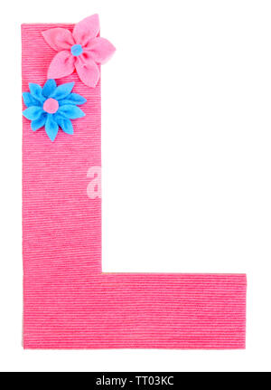 Lettre L créé avec des verges de tricotage isolated on white Banque D'Images