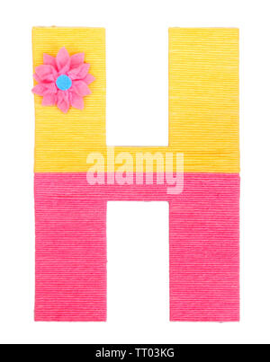 Lettre H créé aux couleurs de cour tricot isolated on white Banque D'Images