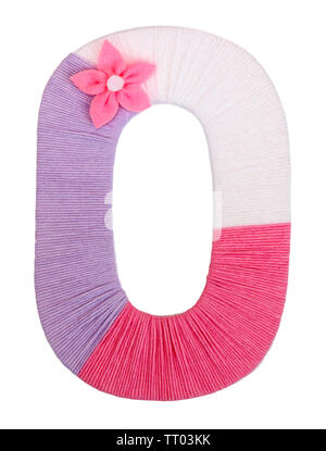 Lettre O créé aux couleurs de cour tricot isolated on white Banque D'Images