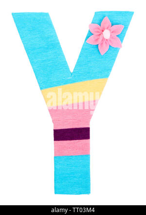 Lettre Y créé aux couleurs de cour tricot isolated on white Banque D'Images