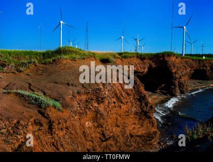 Les éoliennes à North Cape, Prince Edward Island, Canada. Banque D'Images