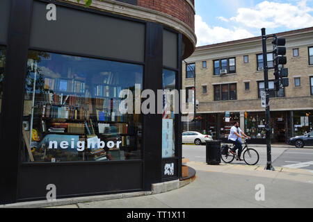 Une petite librairie indépendante dans le quartier de Lakeview Banque D'Images