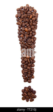 Exclamation de grains de café isolated on white Banque D'Images