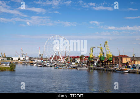 Szczecin Lasztownia Island vue panoramique, la Pologne. Banque D'Images