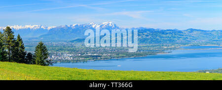 Vue impressionnante à Bregenz et vallée du Rhin à l'est du lac de Constance Banque D'Images