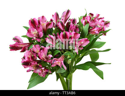 Bouquet de fleurs d'alstroemeria rose isolated on white Banque D'Images