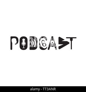 Logo ou une icône podcast avec fond blanc,vector graphic Banque D'Images