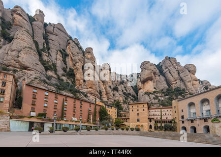 MONSERRAT, ESPAGNE - 20 février 2019 : Abbaye de Santa Maria de Montserrat à Monistrol de Montserrat, en Catalogne. Banque D'Images