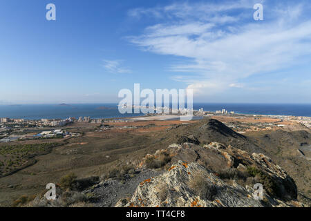 Vue panoramique de Cabo de Palos du Monte de las Cenizas y Peña del Águila Regional Park, Murcia, Espagne Banque D'Images