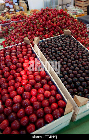 L'Italie, l'Emilie Romagne, Vignola, Marché, cerises Banque D'Images