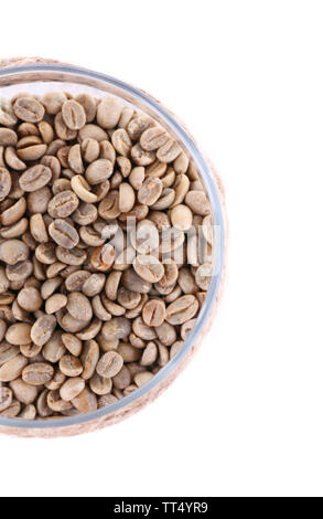 Grains de café dans un bocal en verre isolated on white Banque D'Images