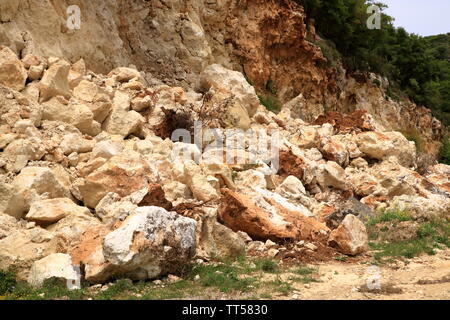 Danger Les chutes de pierres en Crète en Grèce, Europe Banque D'Images