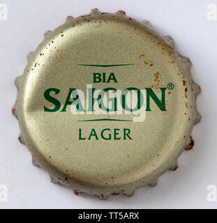 Utilisé en vietnamien Saigon Beer Bottle Top Banque D'Images