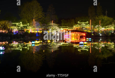 WUHAN HUBEI/-CHINE - 01 AVRIL 2019 -- Le paysage de nuit à Wuhan East Lake Sakura Garden. Ce temps est le sakura blossom saison. Pour un voyage autour de W Banque D'Images